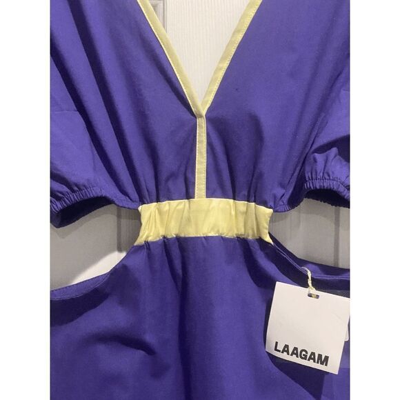 NWT LAAGAM Purple Virgo Dress With Side CutOuts & Small Slit Size L - Picture 13 of 15